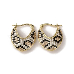 Brass Micro Pave Cubic Zirconia V-Shaped Hoop Earrings&nbsp;EJEW-H165-06G