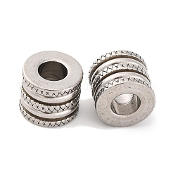 変色しにくい304ステンレススチールビーズ  コラム  ステンレス鋼色  12x10mm  穴：6mm&nbsp;STAS-E039-8