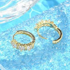 Brass Micro Pave Clear Cubic Zirconia Hoop Earrings&nbsp;EJEW-C122-02G