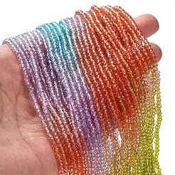 透明塗装ガラスビーズ連売り  多面カット  ロンデル  カラフル  2.6x2.5mm  穴：0.5mm  約135~140個/連  26~27cm&nbsp;LS-DGLA-A034-T1mm-A12