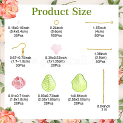 DIY 花の葉のアクリルダングルイヤリングジュエリー作成キット  ミックスカラー  2~40x1.5~20.5x0.3~16.5mm  穴：1.8~2.5mm&nbsp;DIY-YW0010-07