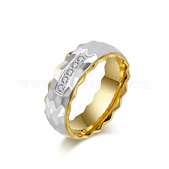 男性用304ステンレススチール製指輪  ゴールデン·ステンレス鋼色  usサイズ10（19.8mm）&nbsp;WG2A6A8-01