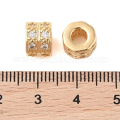 Brass Micro Pave Clear Cubic Zirconia European Beads&nbsp;KK-B100-017G