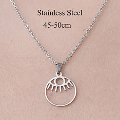 Non-Tarnish 201 Stainless Steel Hollow Eye Pendant Necklace&nbsp;NJEW-OY001-43