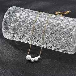 White Plastic Pearl Graduated Round Beads Pendant Necklaces&nbsp;NJEW-P320-21G