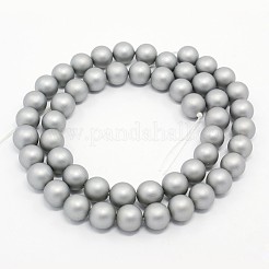 ラウンドシェルパールつや消しビーズ連売り  ライトグレー  8mm  穴：1mm  約52個/連  15.7インチ&nbsp;X-BSHE-I002-8mm-223