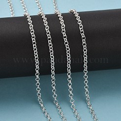 アイアン製ローロチェーン  ラウンド  ベルチャーチェーン  スプールで  溶接されていない  無鉛の  銀  3x1mm&nbsp;CH-S068-S-LF
