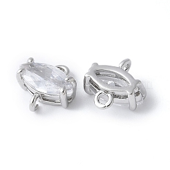 Brass Pave Cubic Zirconia Connector Charms&nbsp;KK-F892-53P-12
