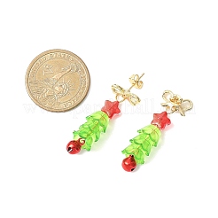 Christmas Tree Glass & Acrylic Beads Dangle Stud Earrings&nbsp;EJEW-JE06671