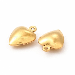 304ステンレススチールチャーム  ハートチャーム  ゴールドカラー  12.5x9x4mm  穴：1mm&nbsp;STAS-F289-01G