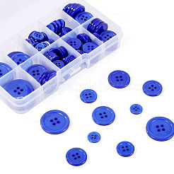 4  - 正孔樹脂ボタン  フラットラウンド  ブルー  11~25x2~3mm  穴：1~2mm  188個/セット&nbsp;RESI-TA0004-11B-03