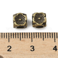 チベット風合金ビーズ  花模様の立方体  カドミウムフリー＆鉛フリー  アンティークブロンズ  6x6x6mm  穴：3mm  約1777個/1000g&nbsp;FIND-G059-01C-AB