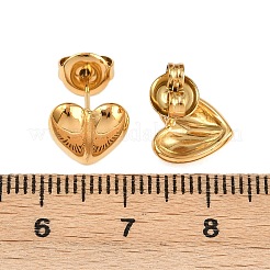 304ステンレススチールハートスタッドピアス  イオンプレーティング（ip）  18KGP本金メッキ  9.5x9.5mm&nbsp;EJEW-I320-24G-03
