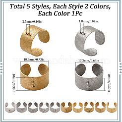 10Pcs 10 Styles 304 Stainless Steel Open Cuff Ring Components&nbsp;STAS-SC0009-07