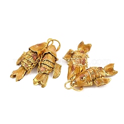真鍮七宝ペンダント  丸カン付き金魚チャーム  ゴールドカラー  ゴールド  27~28.5x23~25x7.5~9mm  穴：6mm&nbsp;KK-P251-A01-G-01