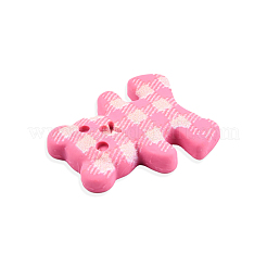 オペークプリント樹脂カボション  タータン柄のくまさん  ミックスカラー  25x21x4.5mm&nbsp;CRES-N022-152