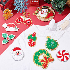 12 個 12 スタイルクリスマステーマタオル刺繍布アイロン/縫い付けパッチ  マスクと衣装のアクセサリー  アップリケ  ミックスカラー  46.5~102x53~89x2.5~3mm  1個/スタイル&nbsp;PATC-FG0001-47