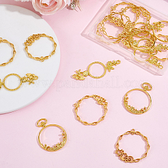 20Pcs 4 Styles Alloy Open Back Bezel Link Rings&nbsp;FIND-SP0006-02