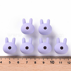 アクリルビーズ  ラバー加工スタイル  片穴  兎  ライラック  19x16.5x14.5mm  穴：3.5mm&nbsp;OACR-S039-02-47