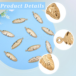 10Pcs 304 Stainless Steel Feather Pendants&nbsp;STAS-BBC0009-99
