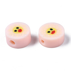 手作り樹脂粘土ビーズ  ジュエリー工芸用品のDIY用  アヒルとフラットラウンド  ミスティローズ  8.5~9.5x4~5mm  穴：1.6mm&nbsp;CLAY-N008-035K
