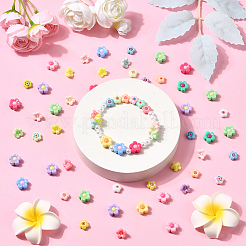 300 個 3 スタイル不透明なアクリル ビーズ  混合花  ミックスカラー  9.5~12x9.5~12.5x4.5~7mm  穴：1.8~2.8mm  約100個/スタイル&nbsp;MACR-SP0002-05