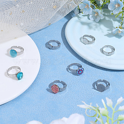 48Pcs 4 Styles Adjustable 304 Stainless Steel Finger Rings Components&nbsp;STAS-PH0007-36
