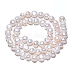 天然養殖淡水パールビーズ連売り  ポテト  貝殻色  6~7.5x6.5~8x4~6mm  穴：0.8mm  約46~47個/連  13.98インチ〜14.25インチ（35.5cm〜36.2cm）&nbsp;X1-PEAR-N014-07C