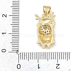 クリスマス 真鍮 マイクロパヴェ キュービックジルコニア エナメルペンダント  ゴールドカラー  鹿  20x11x3.5mm  穴：4x3mm&nbsp;KK-B164-01G-03