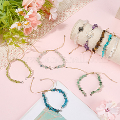 9Pcs 9 Styles Natural Mixed Stone Chip Nylon Braided Beaded Bracelet Making&nbsp;AJEW-BM0001-55
