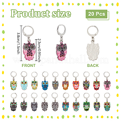 20Pcs Owl Alloy Enamel Pendant Locking Stitch Markers&nbsp;HJEW-NB00263