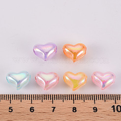 模造ゼリーアクリルビーズ  ABカラーメッキ  ハート  ミックスカラー  9x11.5x7.5mm  穴：2.5mm  約635個/500g&nbsp;TACR-S154-43E