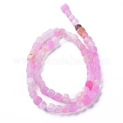 天然石瑪瑙ビーズ連売り  染め＆加熱  キューブ  パールピンク  5~8x4~8x4~6mm  穴：1.2mm  約50個/連  14.76インチ（37.5cm）&nbsp;G-N326-99C