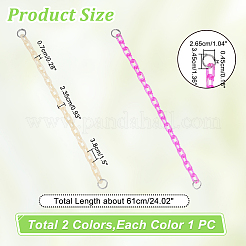 2個 2色アクリルアズキチェーンバッグハンドル  合金スプリングゲートリング付き  ミックスカラー  61cm  1pc /カラー&nbsp;FIND-WR0008-62