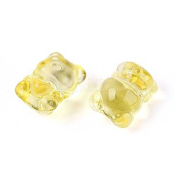 ベーキングペイント透明ガラスビーズ  ハートで耐える  シャンパンイエロー  20~20.5x14.5~15x13.5~14mm  穴：1.5~1.6mm&nbsp;DGLA-N018-02J