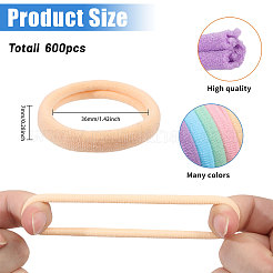 女性用ポリエステル伸縮性ヘアタイ  ミックスカラー  7mm  内径：36mm&nbsp;OHAR-WH0029-07
