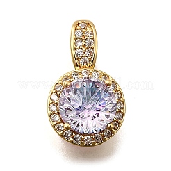 Brass Micro Pave Cubic Zirconia Pendants&nbsp;KK-F913-17G