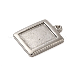 304ステンレススチールペンダントカボションセッティング  長方形のチャーム  ステンレス鋼色  トレイ：12x10.5mm  20x15x2.5mm  穴：1.6mm&nbsp;STAS-G344-07P