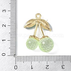 合金ペンダント  ガラスやアクリルで  チェリー  ゴールドカラー  ファイヤーブリック  27x18x10mm  穴：1.5mm&nbsp;LS-FIND-M015-04G-01