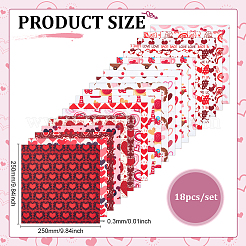 18Pcs Valentine's Day Polyester Cotton Fabric&nbsp;DIY-WH0128-65