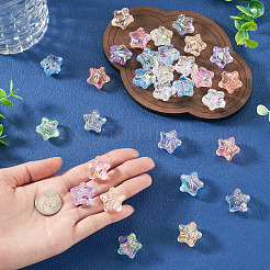 100 個の UV メッキ透明アクリルビーズ  虹色の  スター＆ちょう結び  ミックスカラー  19.5x20.5x14mm  穴：2.8mm&nbsp;OACR-TA0005-08