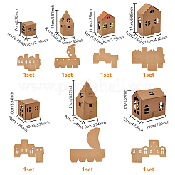 7Sets 7 Styles House Kraft Paper Gift Packing Boxes&nbsp;CON-PH0003-53
