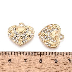 合金ラインストーンペンダント  音符チャーム付きハート  ライトゴールド  17.5x18x3mm  穴：1.8mm&nbsp;FIND-N008-28KCG