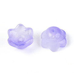 透明なツートンカラーのスプレー塗装ガラスビーズキャップ  花  紫色のメディア  7x11.5x11.5mm  穴：0.8~1.4mm  約1950~2000個/袋&nbsp;A-GLAA-Q089-002B-004