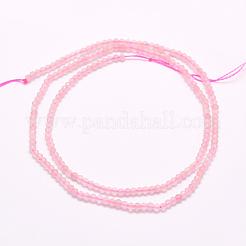 天然マダガスカル ローズクォーツビーズ連売り  多面カット  ラウンド  3mm  穴：0.5mm  約180~189個/連  15.7インチ（40cm）&nbsp;G-F509-28-3mm
