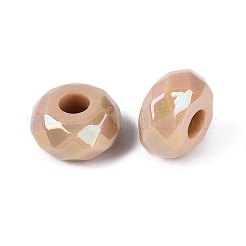 オペークアクリルヨーロピアンビーズ  大穴ビーズ  ABカラー  多面カット  フラットラウンド  バリーウッド  15x8mm  穴：4.7mm&nbsp;OACR-E033-23M