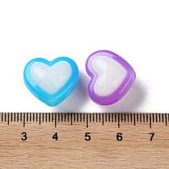 ツートンの不透明アクリルビーズ  模造ゼリー  ハート  ミックスカラー  15.5x17.5x12mm  穴：3.7mm&nbsp;X-SACR-I005-05B