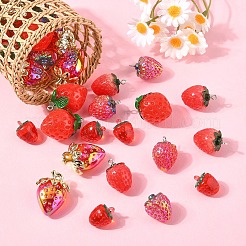 イチゴペンダントキット  樹脂とアクリルチャーム30種類5個  レッド  18~32x13.5~23x13.5~21mm  穴：1.6~2.5mm  6個/スタイル&nbsp;DIY-YW0016-23