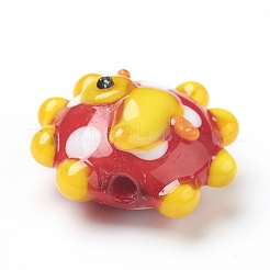 手作りランプワークビーズ  花  アヒル  バンピー  レッド  21x19x10mm  穴：2mm&nbsp;X1-LAMP-J092-01E