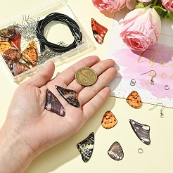DIY 蝶の羽 樹脂樹脂ペンダント イヤリング/ネックレス 作成キット  ミックスカラー  23x19.5x2.5mm  穴：1mm&nbsp;DIY-YW0012-22